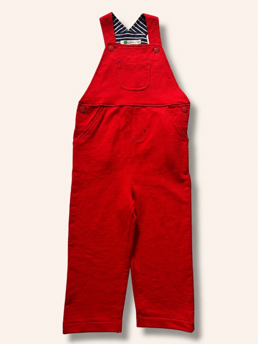 Baby Boden Red Cotton Bib Overalls Pants 2-3Y